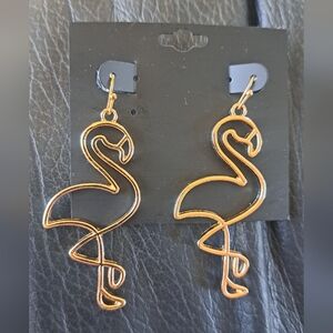 Gold Flamingo Earrings